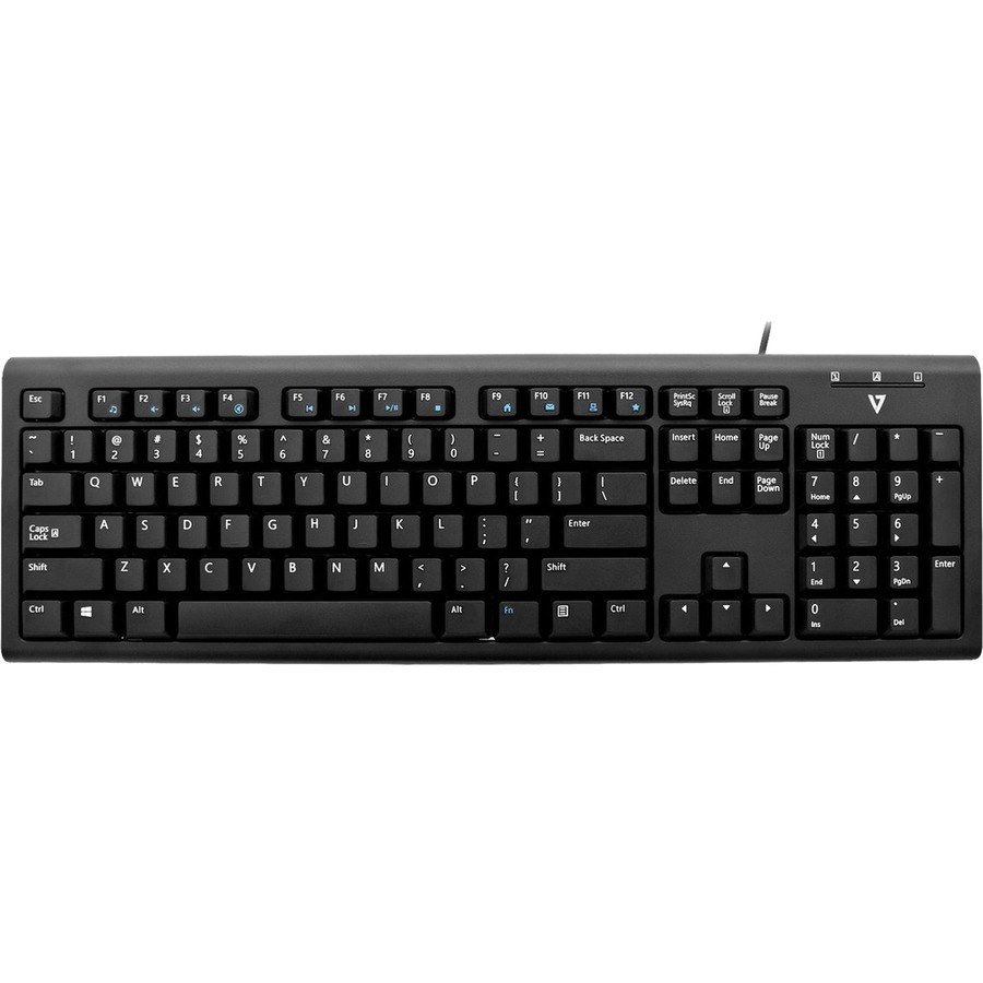 V7 USB Wired Keyboard - Black - US