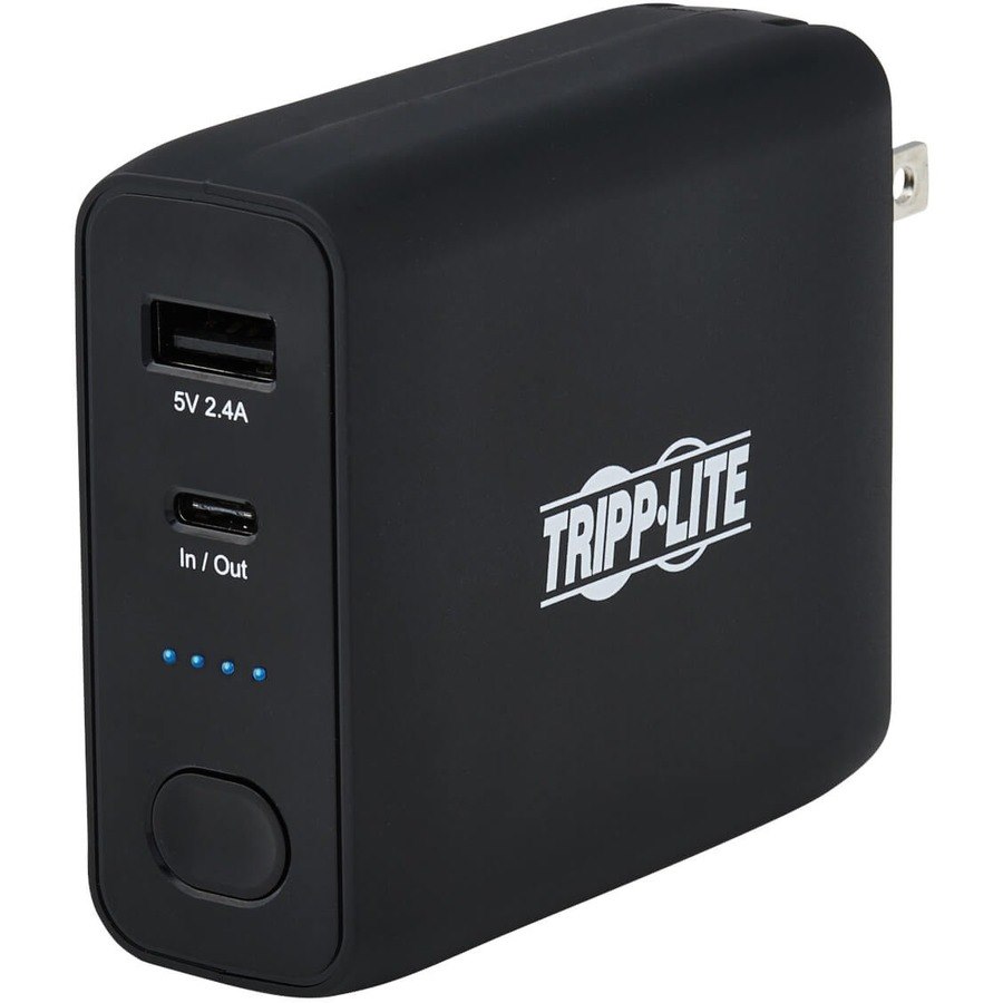 Tripp Lite by Eaton Portable 5000mAh 2-Port Mobile Power Bank and USB Battery Wall Charger Combo - Direct Plug, Black