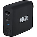 Eaton Tripp Lite Series Portable 5000mAh 2-Port Mobile Power Bank and USB Battery Wall Charger Combo - Direct Plug, Black