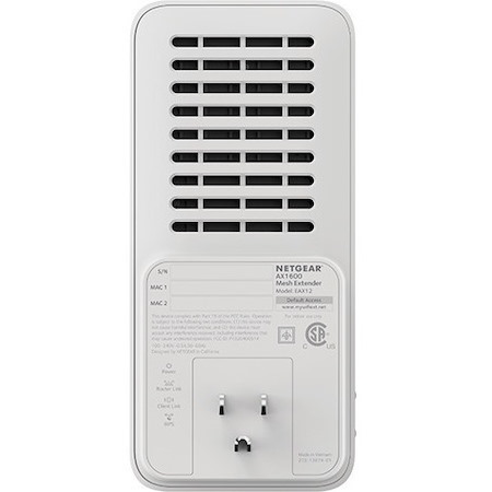 Netgear Nighthawk EAX12 Dual Band Wi-Fi 6 IEEE 802.11 a/b/g/n/ac/ax/i 1.60 Gbit/s Wireless Range Extender