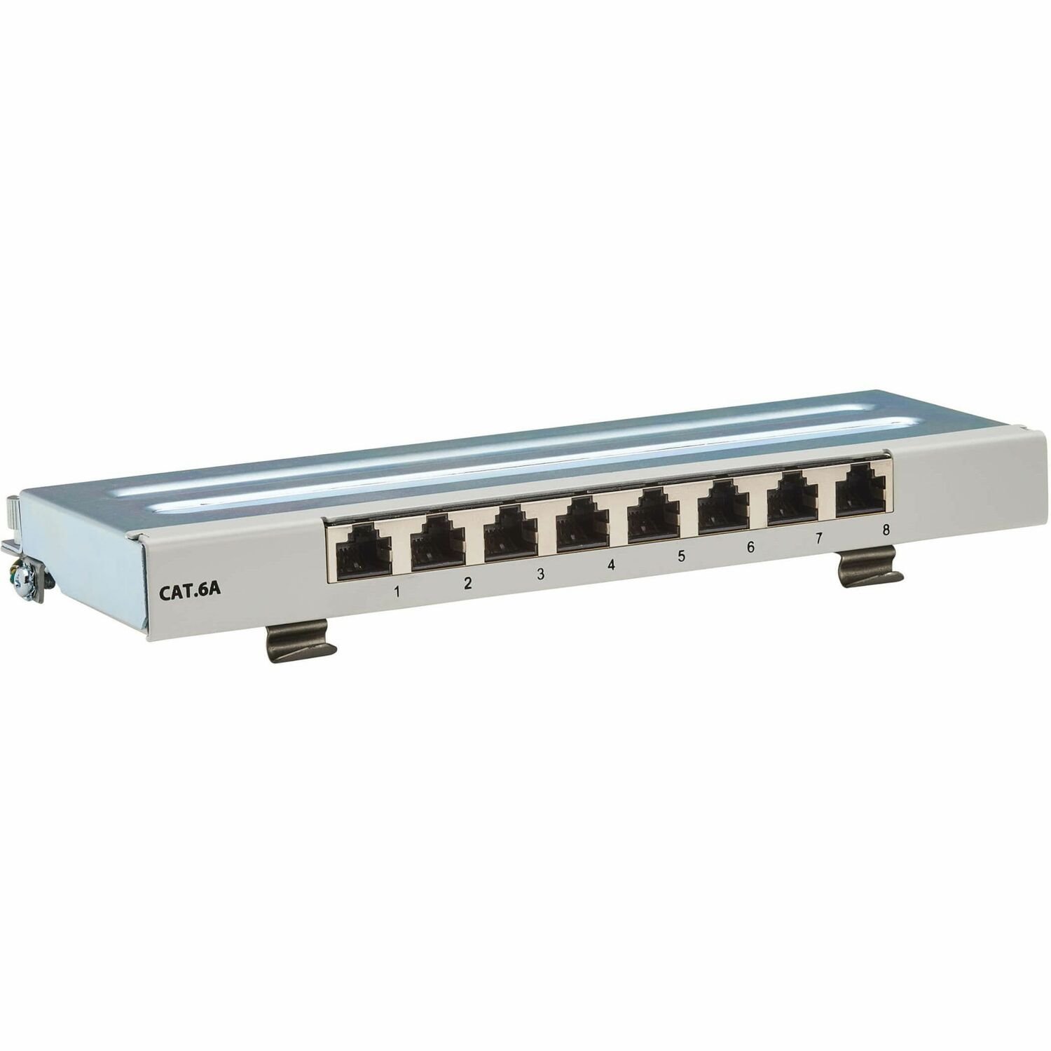 Eaton Tripp Lite Series Cat6a STP Patch Panel, 8 Ports, DIN Rail or Wall Mount, TAA