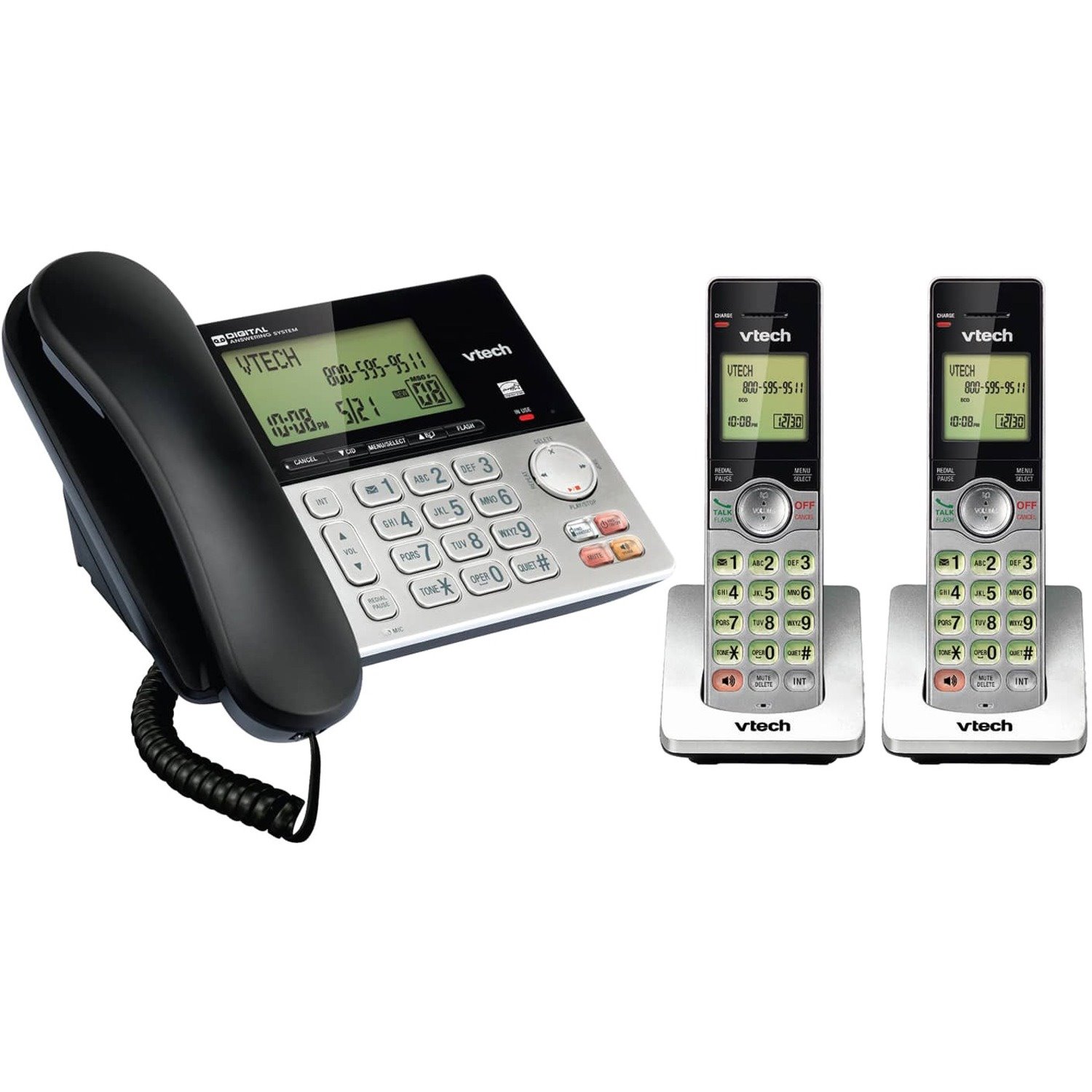 VTech CS6949-2 DECT 6.0 Standard Phone - Silver, Black