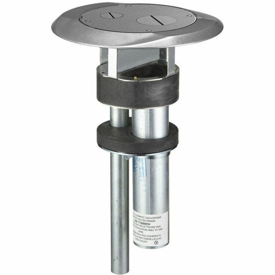 Hubbell Premise Wiring Fire-Rated Poke-Through, One-Piece, Furniture Feed, with Gray Painted Cover