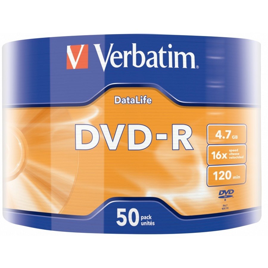 Verbatim DataLifePlus DVD Recordable Media - DVD-R - 16x - 4.70 GB - 50