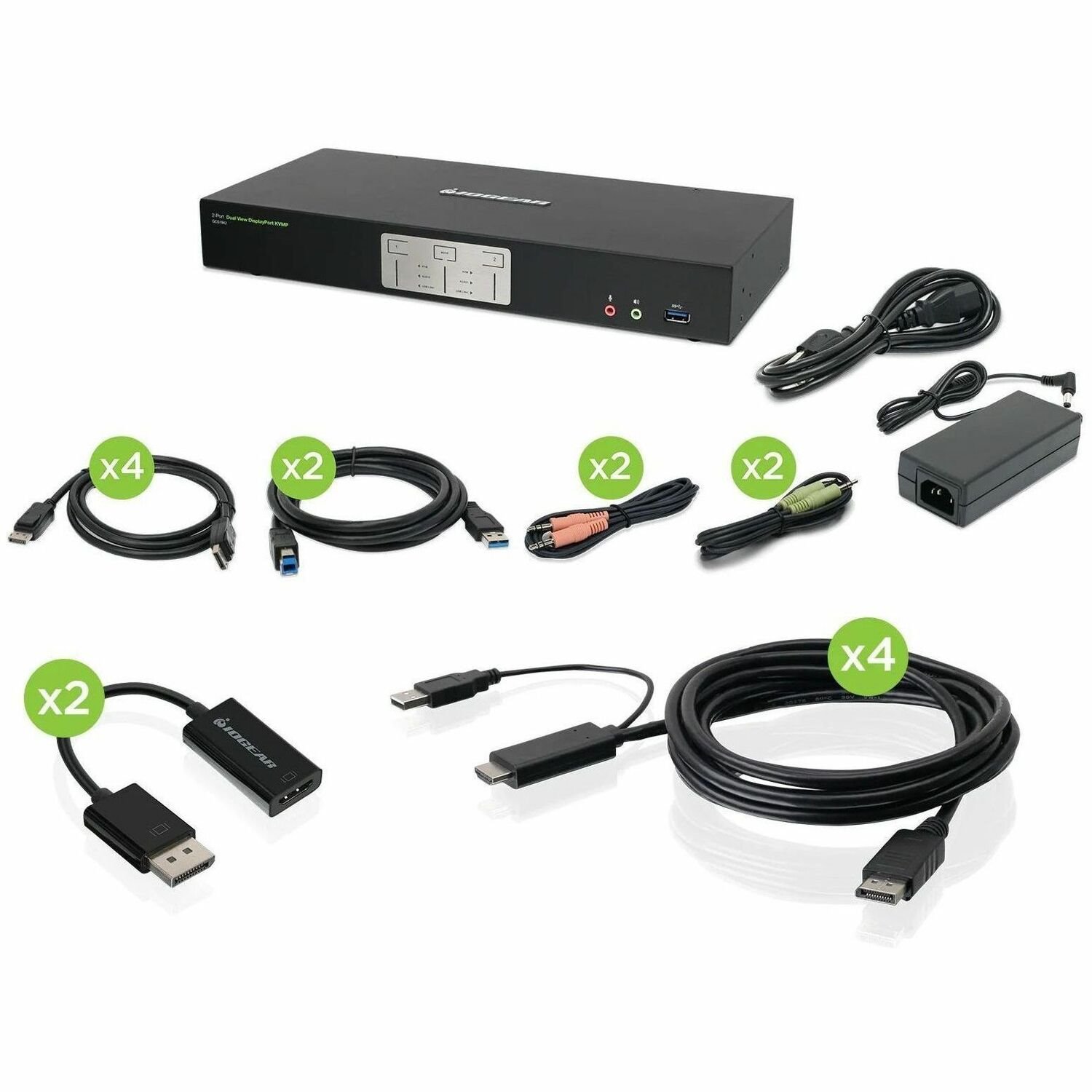 IOGEAR 2-Port 4K Dual View DisplayPort/HDMI KVMP with USB and Audio