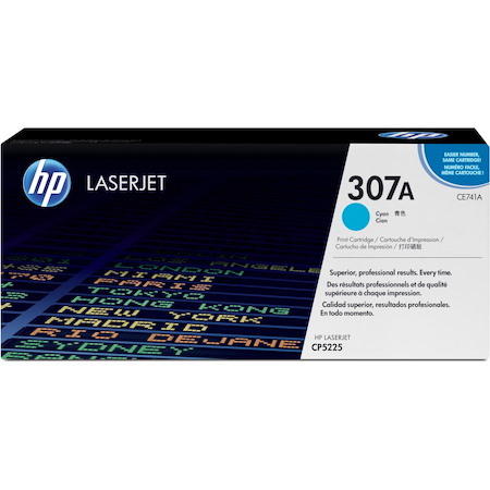 HP 307A (CE741A) Original Laser Toner Cartridge - Single Pack - Cyan - 1 Each