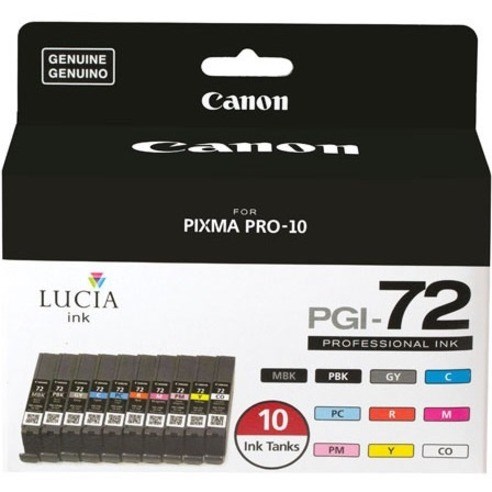 Canon LUCIA PGI-72 Original Inkjet Ink Cartridge - Matte Black, Photo Black, Gray, Cyan, Magenta, Yellow, Photo Cyan, Photo Magenta, Red, Chroma Optimizer - 10 / Pack