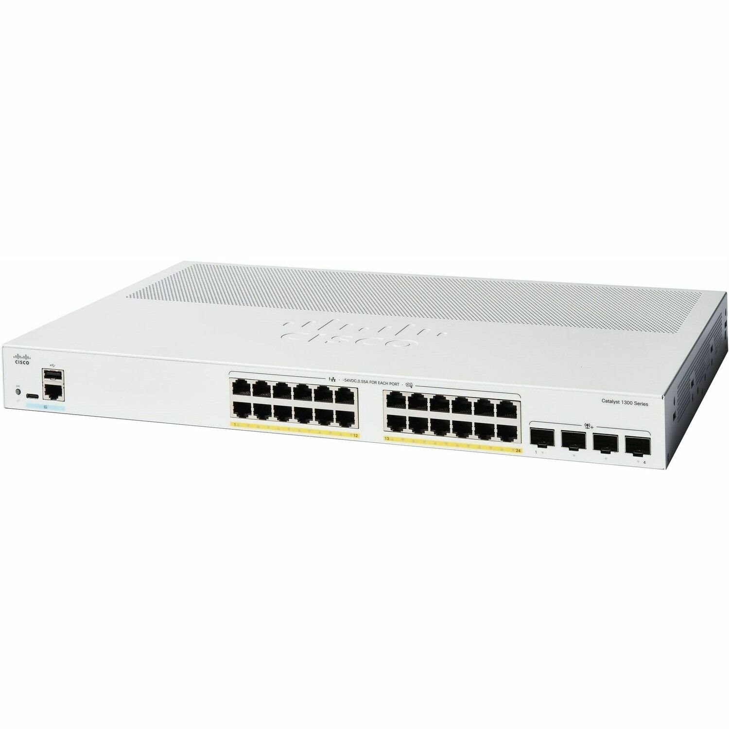 Cisco Catalyst 1300 C1300-24P-4X 24 Ports Manageable Ethernet Switch - 10 Gigabit Ethernet - 10/100/1000Base-T, 10GBase-X