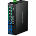 TRENDnet 7-Port Industrial Gigabit L2 Managed PoE+ DINRail Switch 24 - 57V, TI-PG743Bi, Ethernet Splitter, 120W@48V DC or 120W@24V DC, 14Gbps, NDAA & TAA Compliant, IP40 Rated