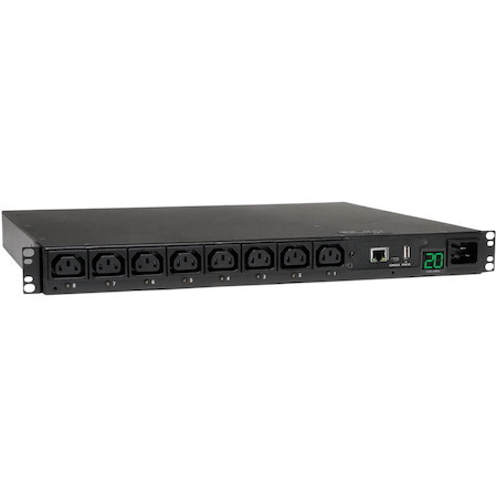 Tripp Lite by Eaton PDU 3.7kW Single-Phase 208/230V Switched PDU - LX Platform 8 C13 Outlets C20 Input with L6-20P Adapter 2.4m Cord 1U Rack-mount TAA