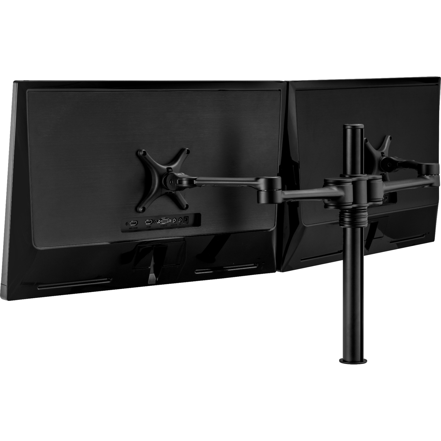 ATDEC DUAL MONITOR ARM, UP TO 2 x 27", 8KG EACH ARM, DESK CLAMP, 100MM VESA, BLACK,10YR