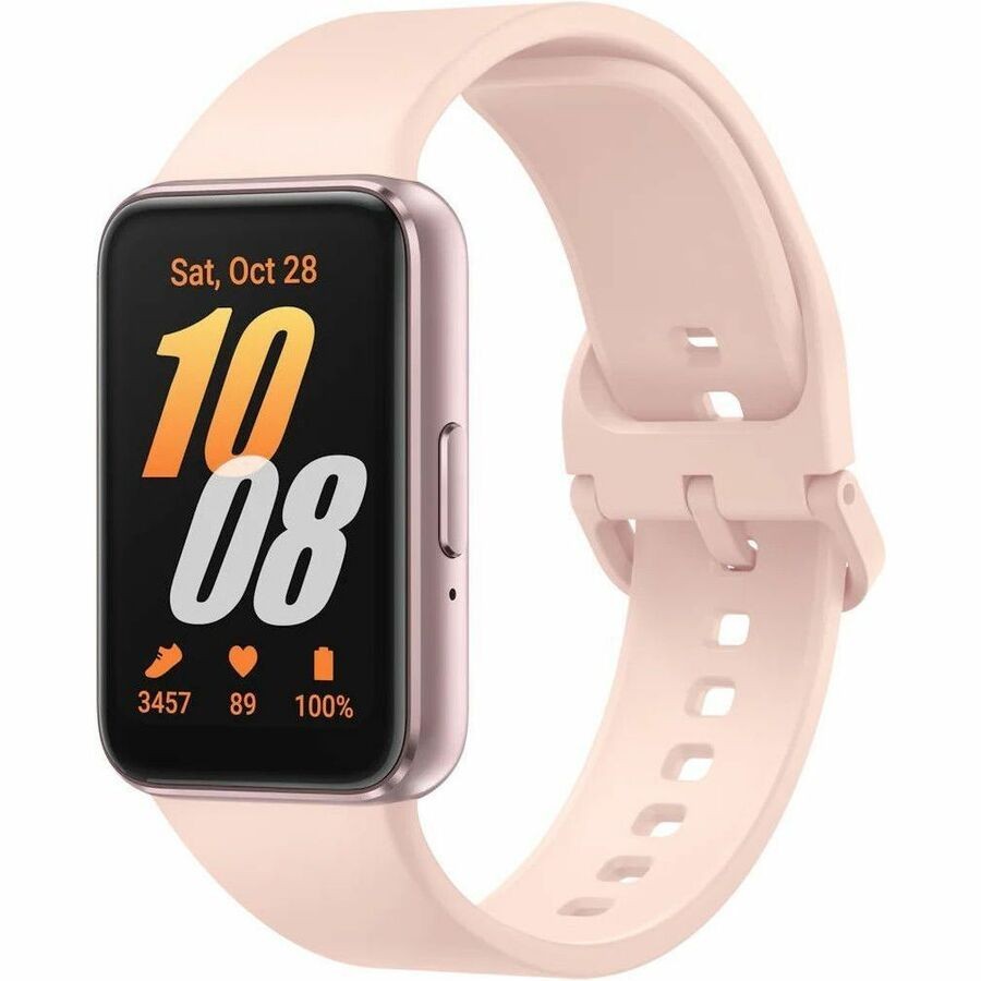 Samsung Galaxy Fit3 SM-R390 Smart Watch - Rectangular Case Shape - 40 mm Case Height - Unisex - Pink, Pink Gold Body Color - Pink Case Color - Pink Band Color - Aluminium Body Material - Aluminium Case Material - Silicon Band Material