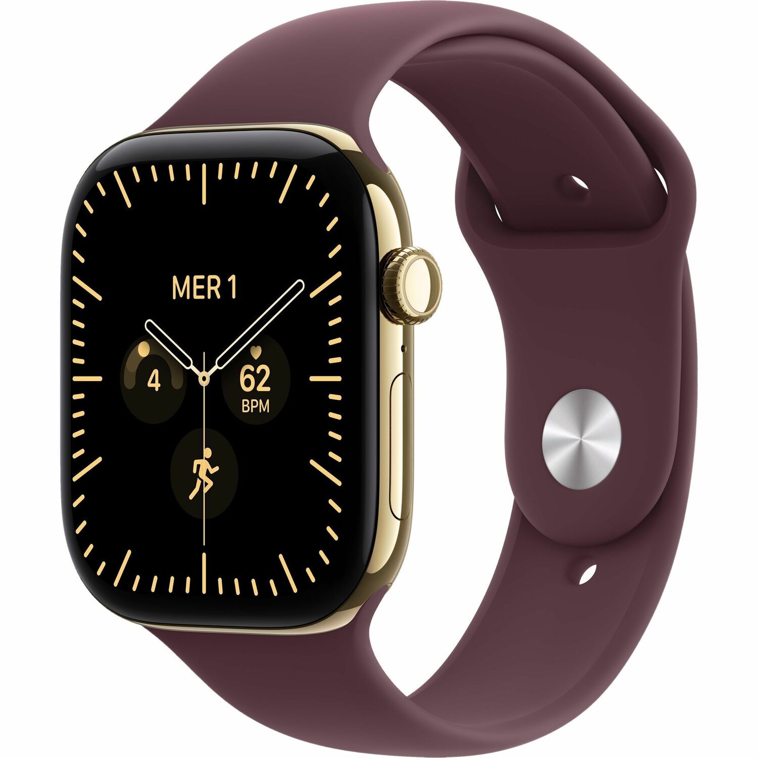 Apple Watch Series 12 Smart Watch - 46 mm Case Height - 40 mm Case Width - Radiant Gold Case Color - Burgundy Band Color - Titanium Case Material - Wireless LAN - 5G - LTE