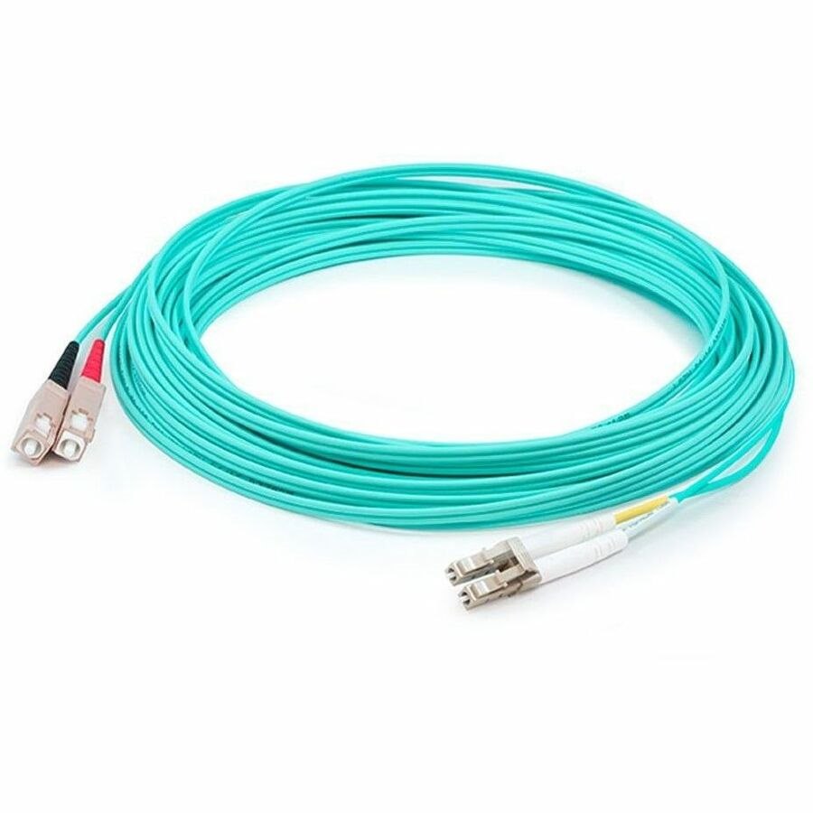AddOn 3m SC to LC Aqua OM4 Duplex OFNP (Plenum-Rated) Fiber Patch Cable