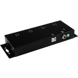 StarTech.com 4 Port USB to Serial RS232 Adapter - Wall Mount - Din Rail - COM Port Retention - FTDI USB to DB9 RS232 Hub (ICUSB2324I)