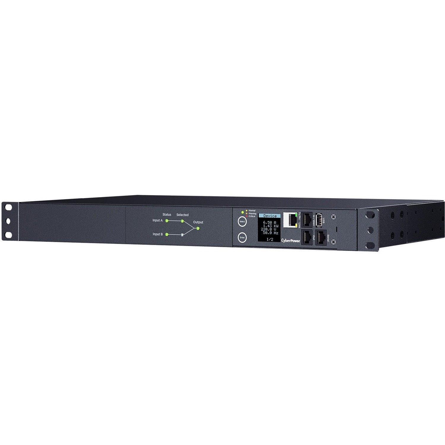 CyberPower 1U Switched Auto Transfer Switch 10Amp input/output- (PDU44004)-SNMP Network Connection - 12x IEC C13 out - IEC 320 C14*2 in - 2 Yr WTY