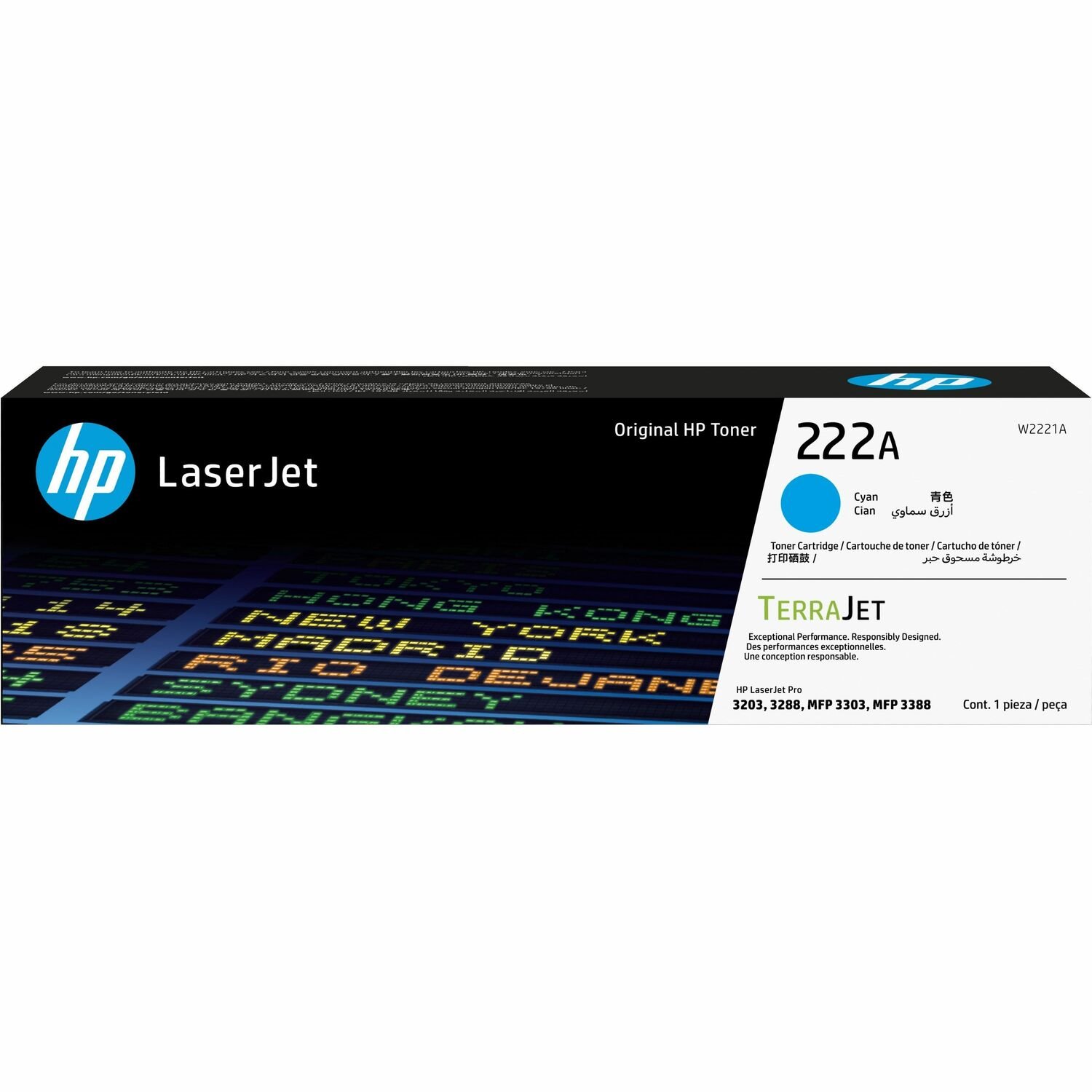 HP 222A Original Standard Yield Laser Toner Cartridge - Cyan - 1 Pack