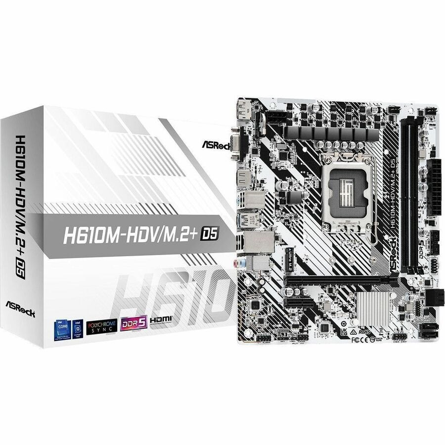 ASRock H610M-HDV/M.2+ D5 Gaming Desktop Motherboard - AMD H610 Chipset - Socket LGA-1700 - Micro ATX