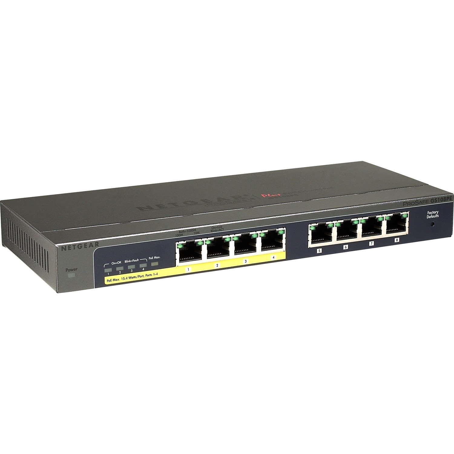 Netgear ProSafe Plus GS108PE 8 Ports Ethernet Switch - 10/100/1000Base-T