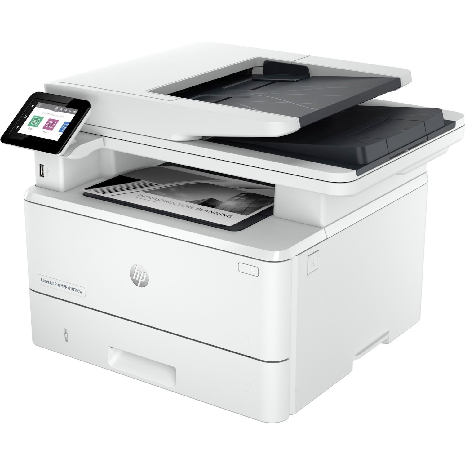 HP LaserJet Pro 4101fdw Wireless Laser Multifunction Printer - Monochrome - White