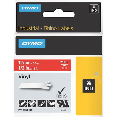 Dymo White on Red Color Coded Label