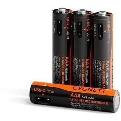 Cygnett Aaa Usb-C Rechargeable Li-Ion Battery - 4 Pack - Black