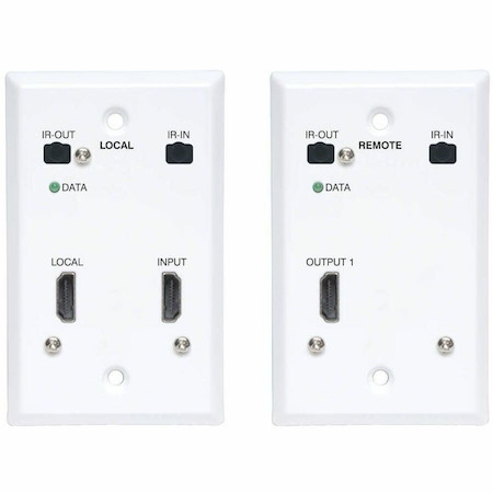 Eaton Tripp Lite Series HDMI over Cat6 Extender Kit, Wallplate, 4K 60Hz, 4:4:4, IR, PoC, HDR, HDCP 2.2, 230 ft., TAA