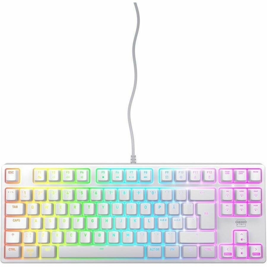 CHERRY XTRFY CX-K4V2-RGB-TKL Gaming Keyboard - Cable Connectivity - USB Type A Interface - RGB LED - English (UK) - QWERTY Layout - White