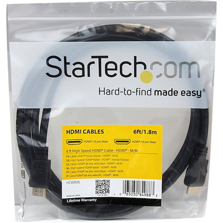 StarTech.com 6ft (2m) 4K High Speed HDMI Cable with Ethernet, 4K30Hz, HDMI 1.4 Monitor Cable, New version available HDMI2-CABLE-4K60-6F
