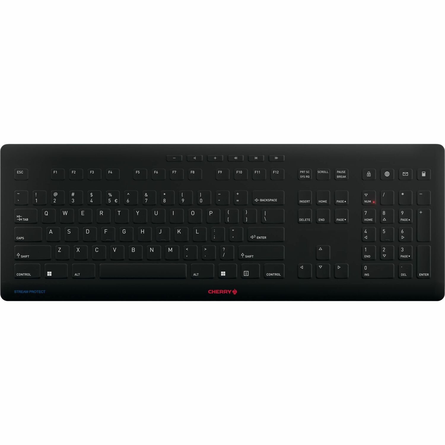 CHERRY STREAM PROTECT Keyboard - Wireless Connectivity - USB Interface - English (US) - QWERTY Layout - Black