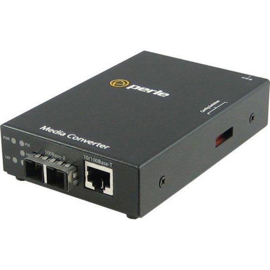 Perle S-110P-M2SC2-XT - 10/100 Industrial Temperature PoE Media Converter