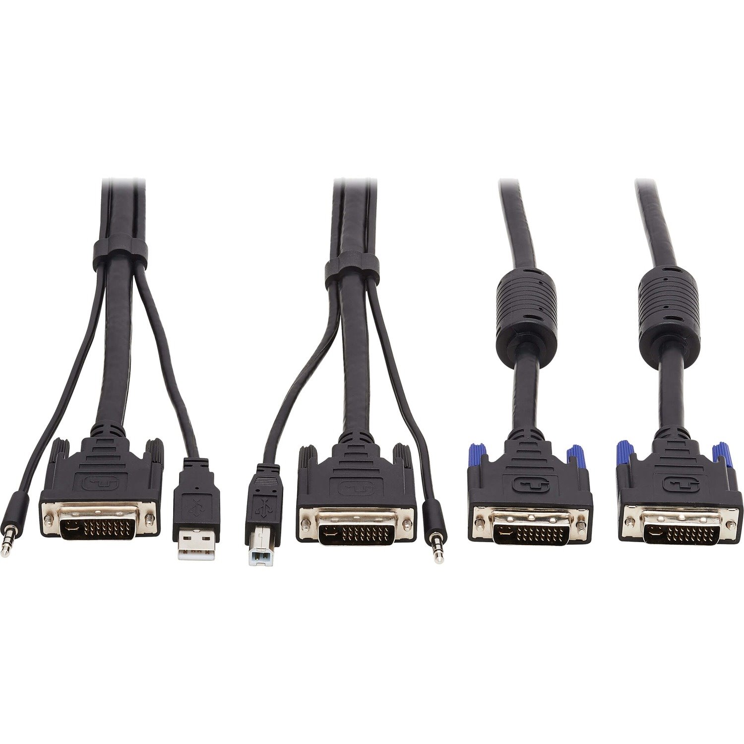 Eaton Tripp Lite Series Dual DVI KVM Cable Kit - DVI, USB, 3.5 mm Audio (3xM/3xM) + DVI (M/M), 10 ft. (3.05 m)