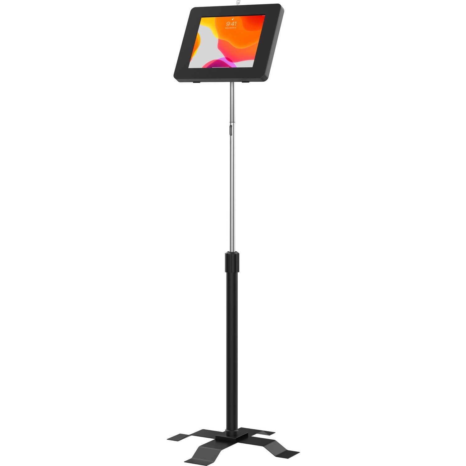 CTA Digital Compact Floor Stand with Universal Security Enclosure (Black)