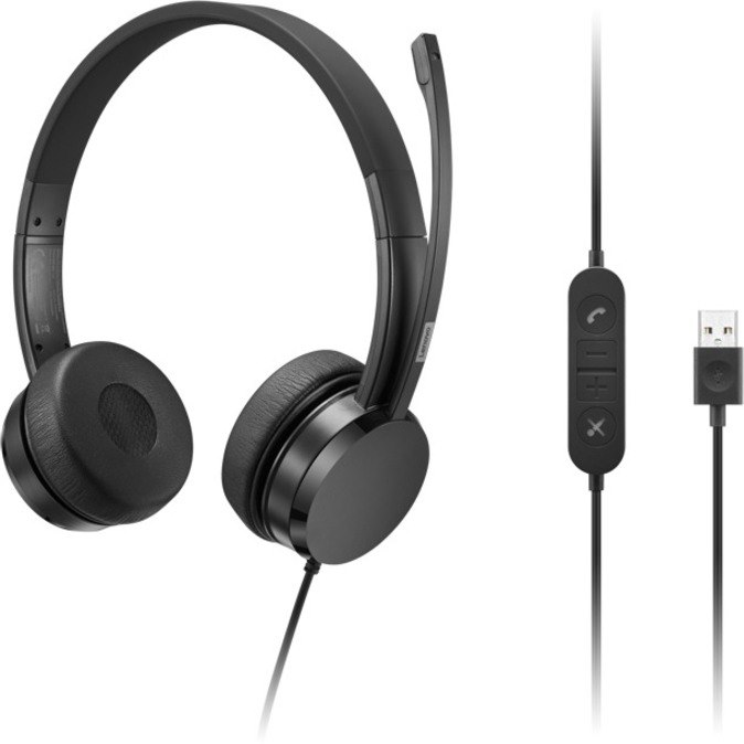 Lenovo Wired On-ear, Over-the-head Stereo Headset - Black