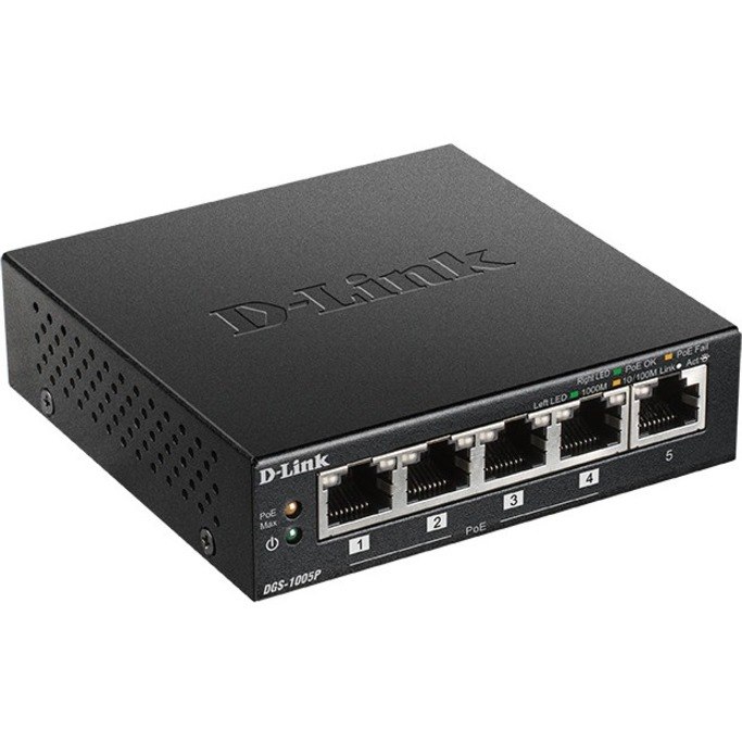 D-Link DGS-1005P 5 Ports Manageable Ethernet Switch - Gigabit Ethernet - 10/100/1000Base-T