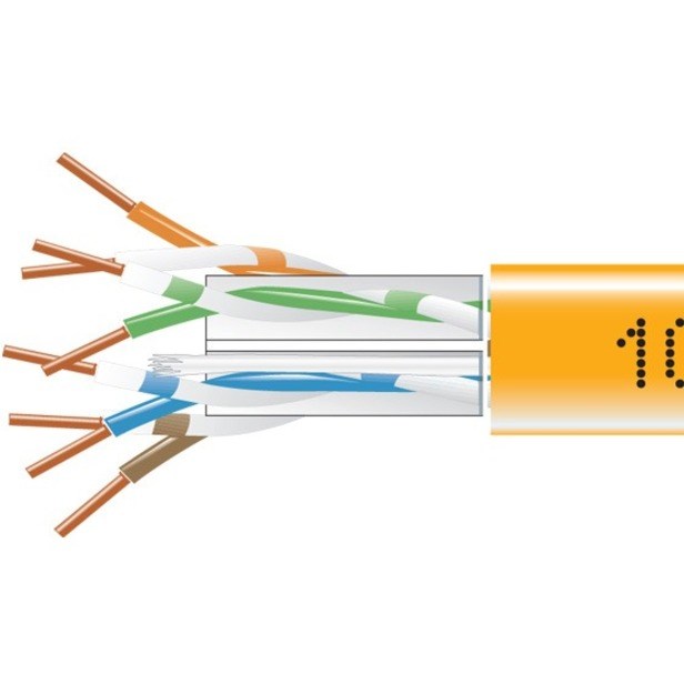 Black Box CAT6 550-MHz Solid Bulk Cable UTP CMP Plenum Orange 1000FT Pull-Box