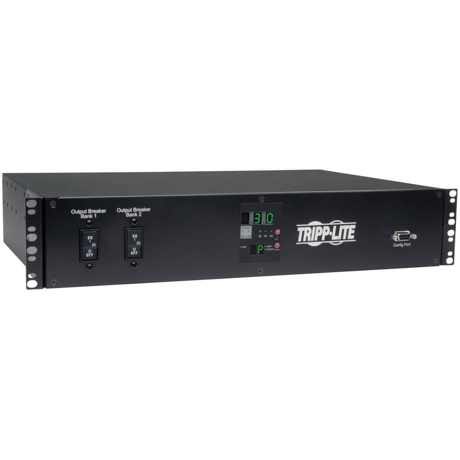 Eaton Tripp Lite Series 5.8kW Single-Phase Local Metered Automatic Transfer Switch PDU, Two 200-240V L6-30P Inputs, 16-C13 2-C19 & 1 L6-30R Outlet, 2U, TAA