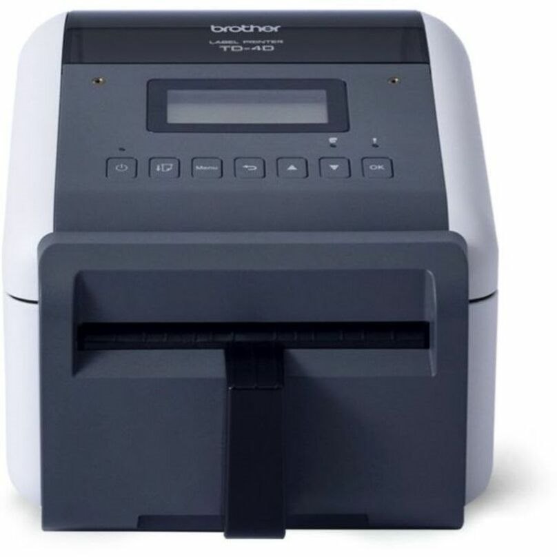 Brother TD-4550DNWBFC Desktop Direct Thermal Printer - Monochrome - Label Print - Fast Ethernet - USB - USB Host - Serial - Bluetooth 4.2 - IEEE 802.11a/b/g/n Wireless LAN - With Cutter