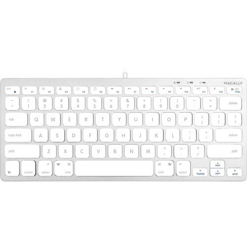 Macally Compact Aluminum USB Wired Keyboard For Mac and PC