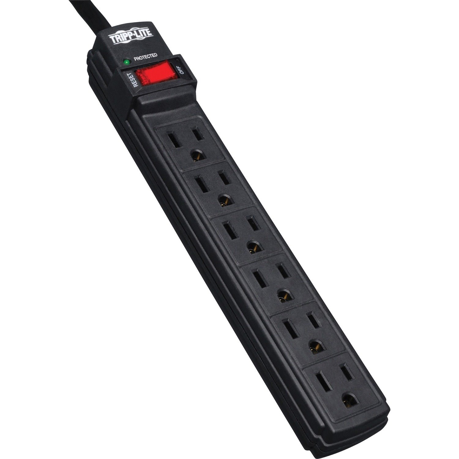 Eaton Tripp Lite Series Protect It! 6-Outlet Surge Protector, 6 ft. Cord, 360 Joules, Diagnostic LED, Black Housing