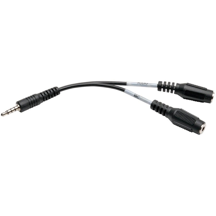 Eaton Tripp Lite Series 3.5 mm 3-Position to 3.5 mm 4-Position Audio Headset Splitter Adapter Cable (2xF/M), 6 in. (15.2 cm)