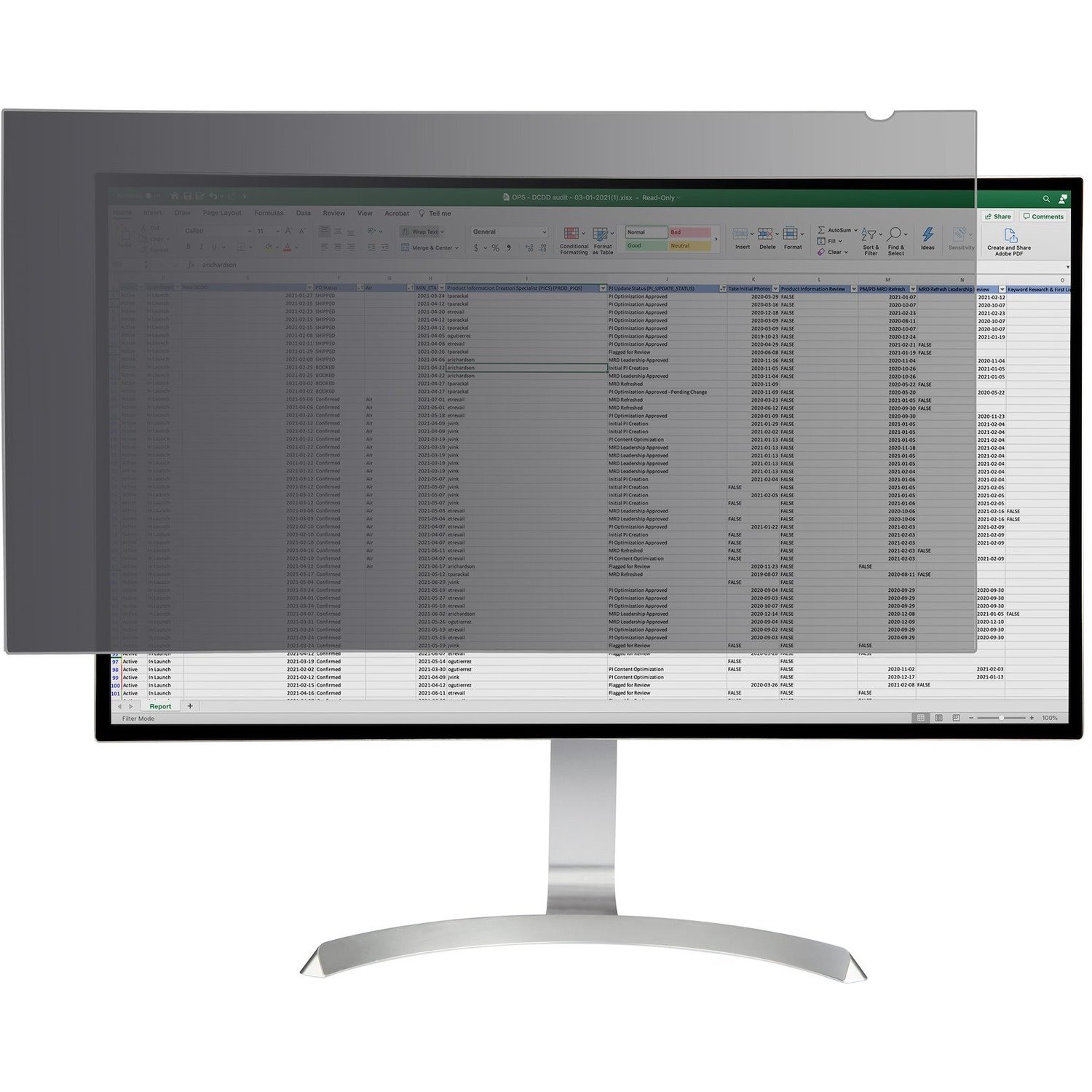 StarTech.com Monitor Privacy Screen for 32 inch Display, Widescreen Computer Monitor Security Filter, Blue Light Reducing Screen Protector