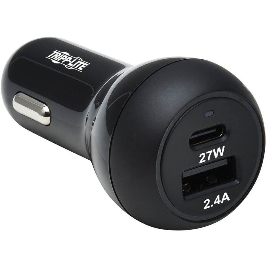 Eaton Tripp Lite Series Dual-Port USB Car Charger with 39W Charging - USB-C (27W) PD 3.0, USB-A (12W), Black