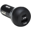 Eaton Tripp Lite Series Dual-Port USB Car Charger with 39W Charging - USB-C (27W) PD 3.0, USB-A (12W), Black