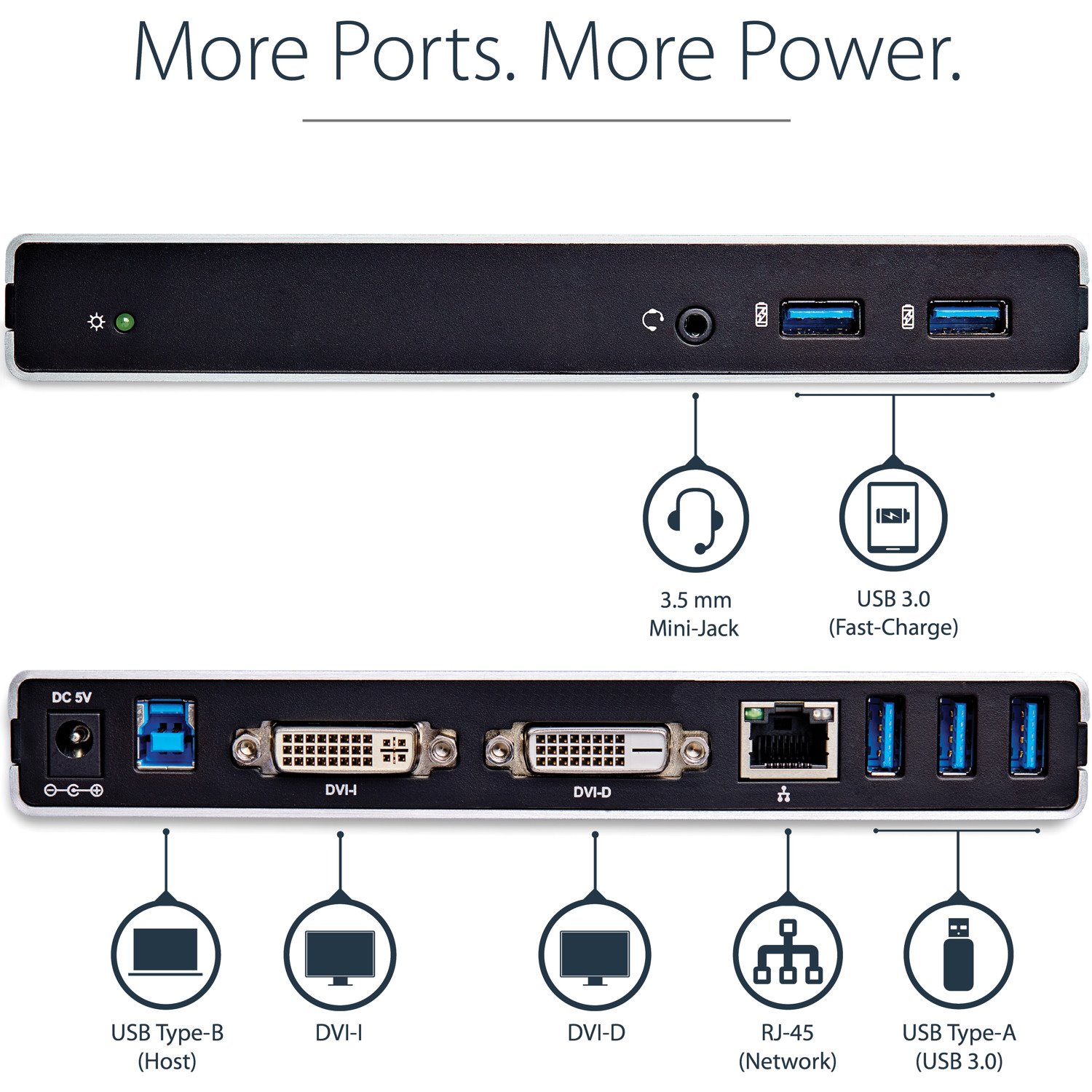 StarTech.com USB 3.0 Docking Station - Compatible with Windows / macOS - Dual DVI Docking Station Supports Dual Monitors - DVI to HDMI and DVI to VGA Adapters Included - USB3SDOCKDD