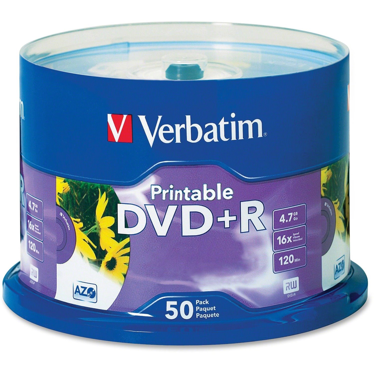 Verbatim DVD Recordable Media - DVD+R - 16x - 4.70 GB - 50 - White