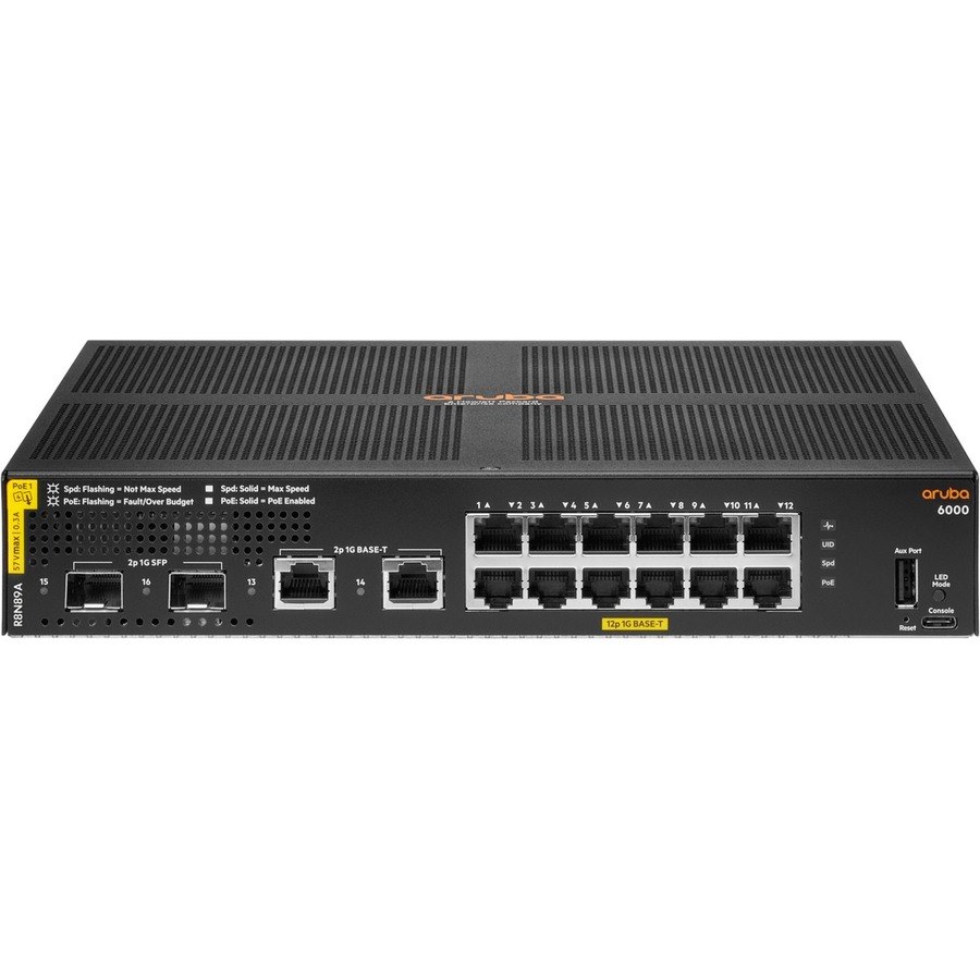 HPE CX 6000 12 Ports Manageable Ethernet Switch - Gigabit Ethernet - 10/100/1000Base-T, 100/1000Base-X