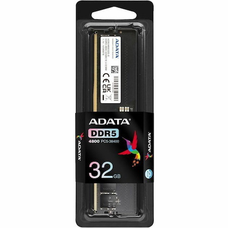 Adata AD5U480032G-S RAM Module for Desktop PC - 32 GB (1 x 32GB) - DDR5-4800/PC5-38400 DDR5 SDRAM - 4800 MHz - CL40 - 1.10 V - Retail