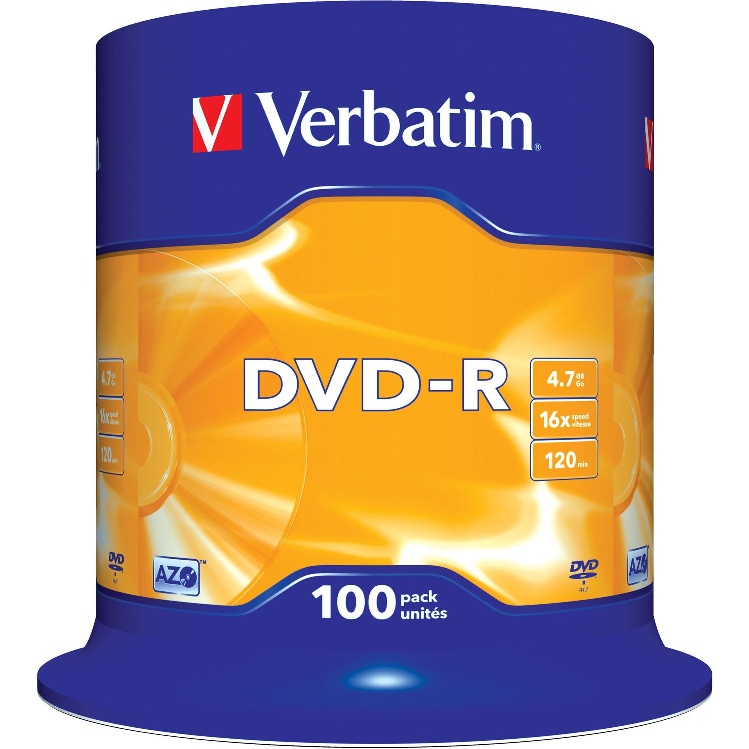 Verbatim 43549 DVD Recordable Media - DVD-R - 16x - 4.70 GB - 100