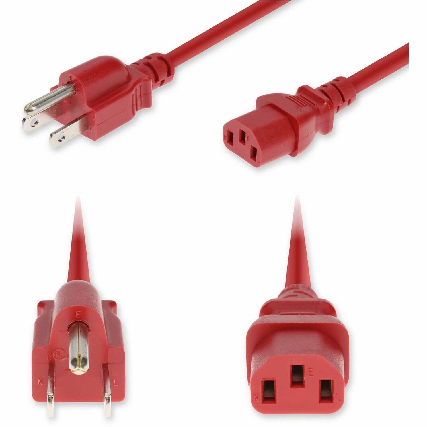 AddOn 6ft NEMA 5-15P Male to C13 Female Standard Commercial 14 AWG 125V at 15A PVC SJT (Service Junior Thermoplastic) Red Power Cable